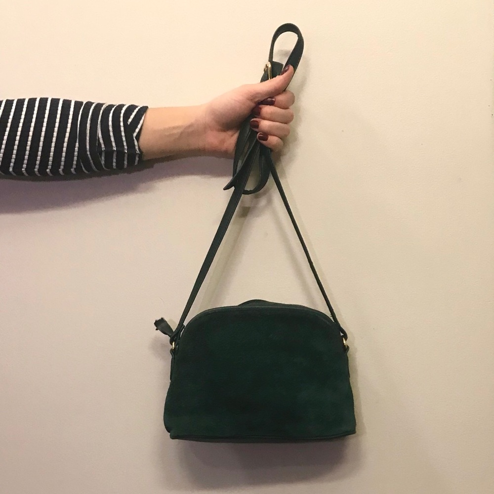 💚Jade green suede Valerie Stevens shoulder bag💚